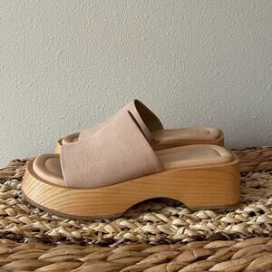 E8 by MIISTA Yolanda Leather Wood Platform Sandals Made in Spain Size 39